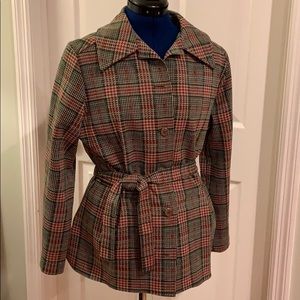 Plaid jacket with belt